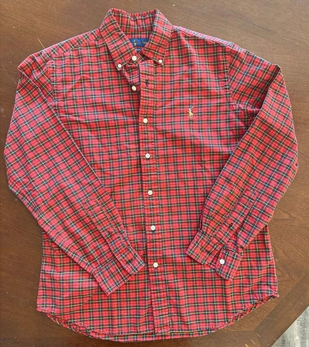 Ralph Lauren Classic Fit Plaid Button Down Shirt Size M Red